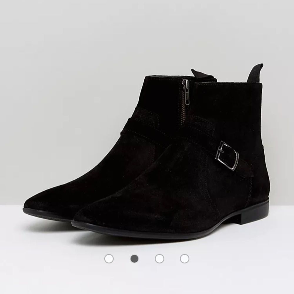 ASOS Chelsea Boots Black Suede W/ Strap Buckle 10